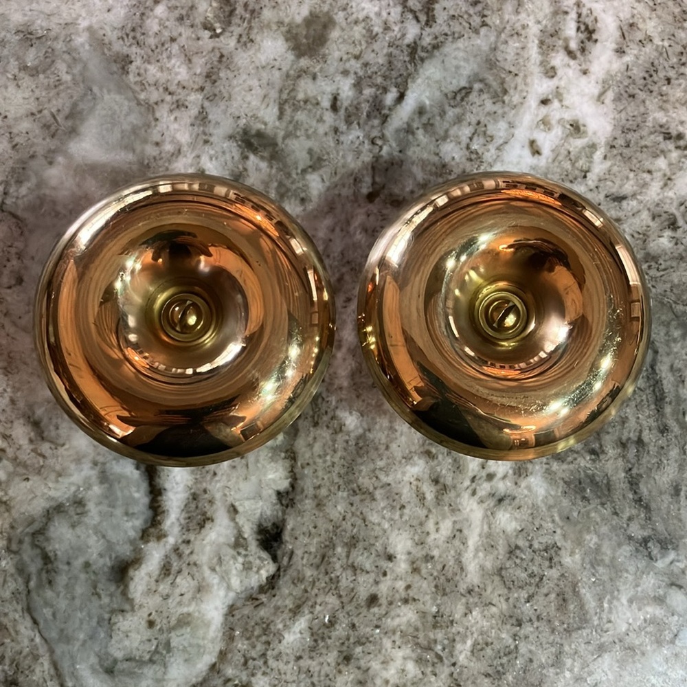 Vintage Polished Brass Candlestick Holder Pair - Picture 5 of 7